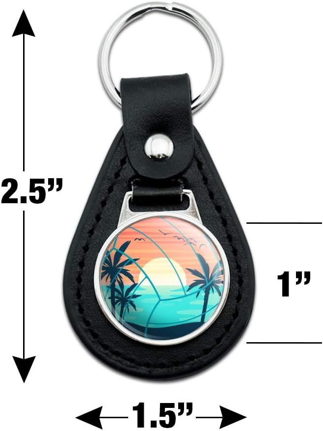 Graphics And More volleyball beach scene keychain angled view