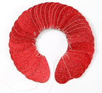 Four strands of the pre sewn 62 feet heart garland draped across a room ceiling.