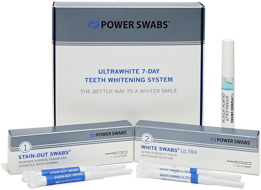 Power Swabs - 7 Day Professional Teeth Whitening Kit - for at Home Use - Easy 5 Minute Teeth Whitening - Dentist Formulated Teeth Whitening Swabs to Remove Stains - Image 1