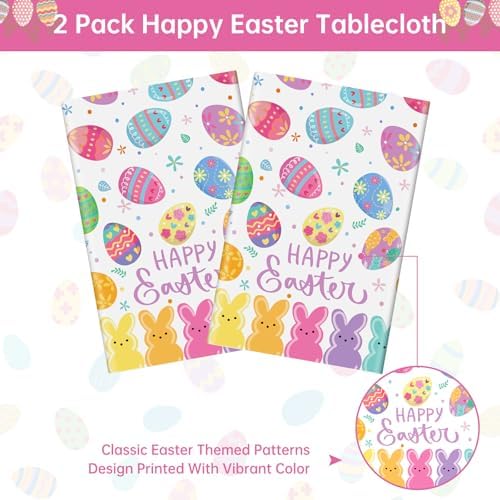 Litmitfu cartoon rabbit and colorful Easter egg pattern printing detail on a bright festive background