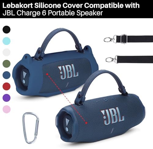 Silicone Cover Compatible with JBL Charge 6 Portable Speaker (Black Cover) - Image 5