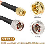 Close up of Mookeerf SMA to N connector end