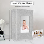 EJBLFE 4x6 photo album side angle highlighting the textured vintage linen spine
