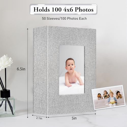 EJBLFE 4x6 photo album side angle highlighting the textured vintage linen spine