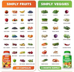 Soy free and non GMO plant based fruit and veggie supplement capsules close up
