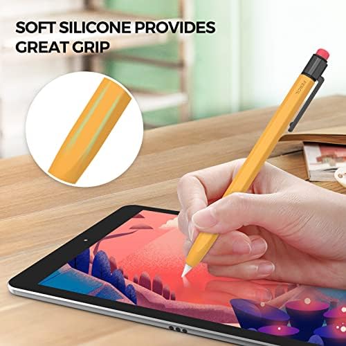 Protective tablet stylus skin with a close up on the sturdy removable black pocket clip attachment.