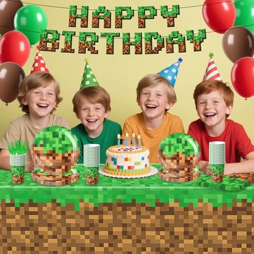 Nolaroth pixel party kit tableware and banner