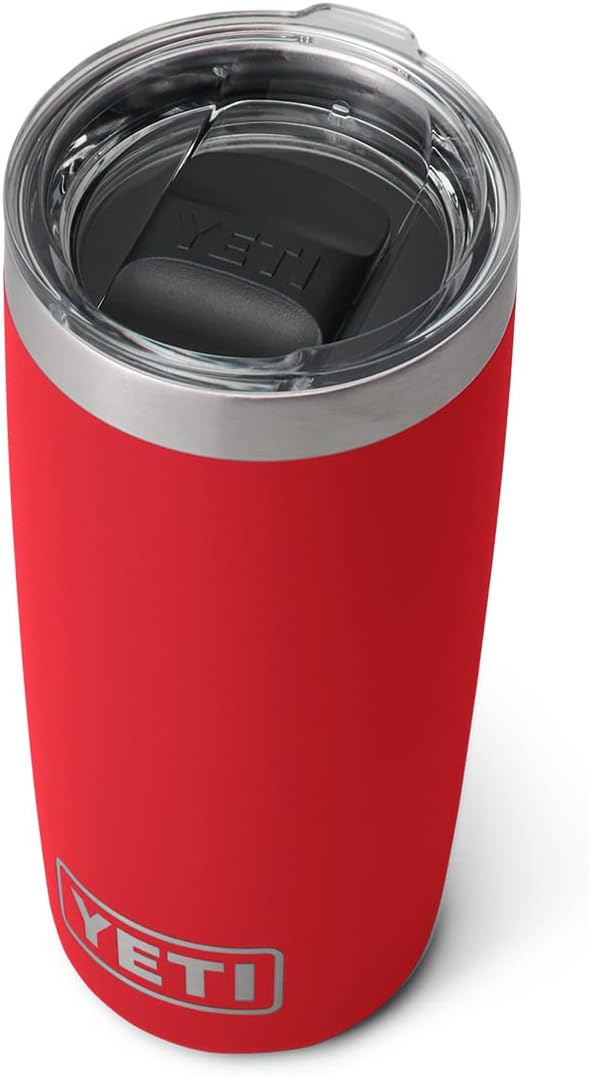 YETI Rambler 10 Ounce Tumbler front view in Rescue Red