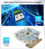 Side view of the AX900 dual band wireless dongle highlighting the space saving design that leaves adjacent ports completely accessible.