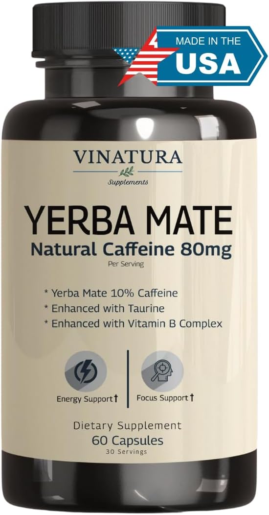 Vinatura Yerba Mate 1400mg energy supplement bottle front view