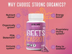 Strong Organics bottle back label with ingredients and nutrition facts