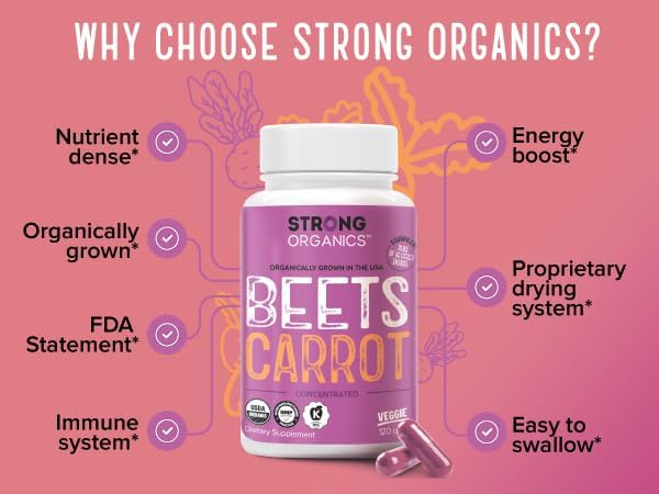 Strong Organics bottle back label with ingredients and nutrition facts