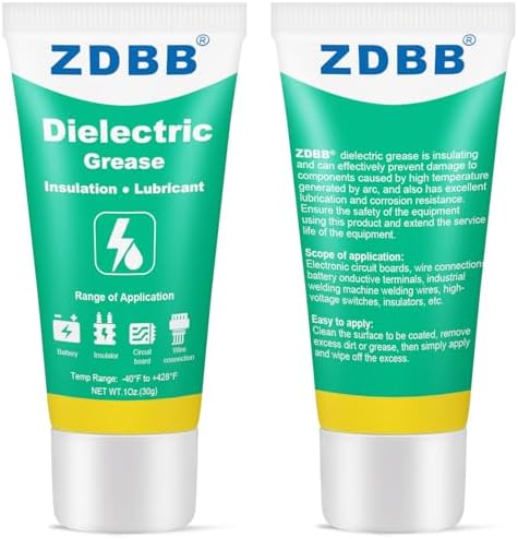 Silicone insulating grease tube showing waterproof and corrosion resistant formula labels.