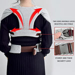 Vrbabies baby wrap carrier folded neatly showing the soft striped grey cotton texture.