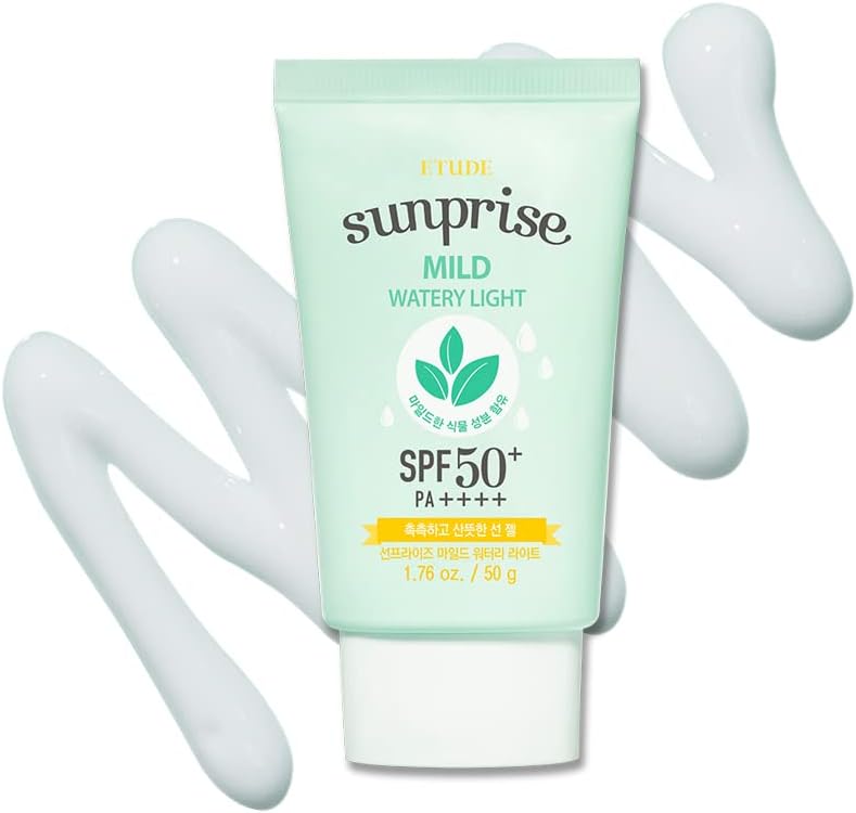 ETUDE Sunprise Mild Weightless Watery Light Sunscreen front view bottle for sensitive skin protection