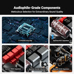 Fosi Audio ZA3 dual mode home theater amplifier highlighting the forty eight volt power supply connection.