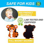 ALNETI toddler magnets for refrigerator showcasing the full sheet magnetic backing for child safety