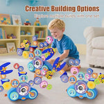 Close up of Fivoro educational construction blocks interlocking gears