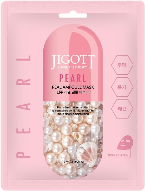 Jigott Pearl Real Ampoule Sheet Mask front packaging view