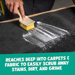 Chemical Guys chemical resistant car carpet brush paired with interior fabric cleaner