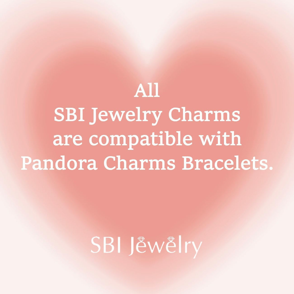 SBI Jewelry love heart charm showing cubic zirconia stones