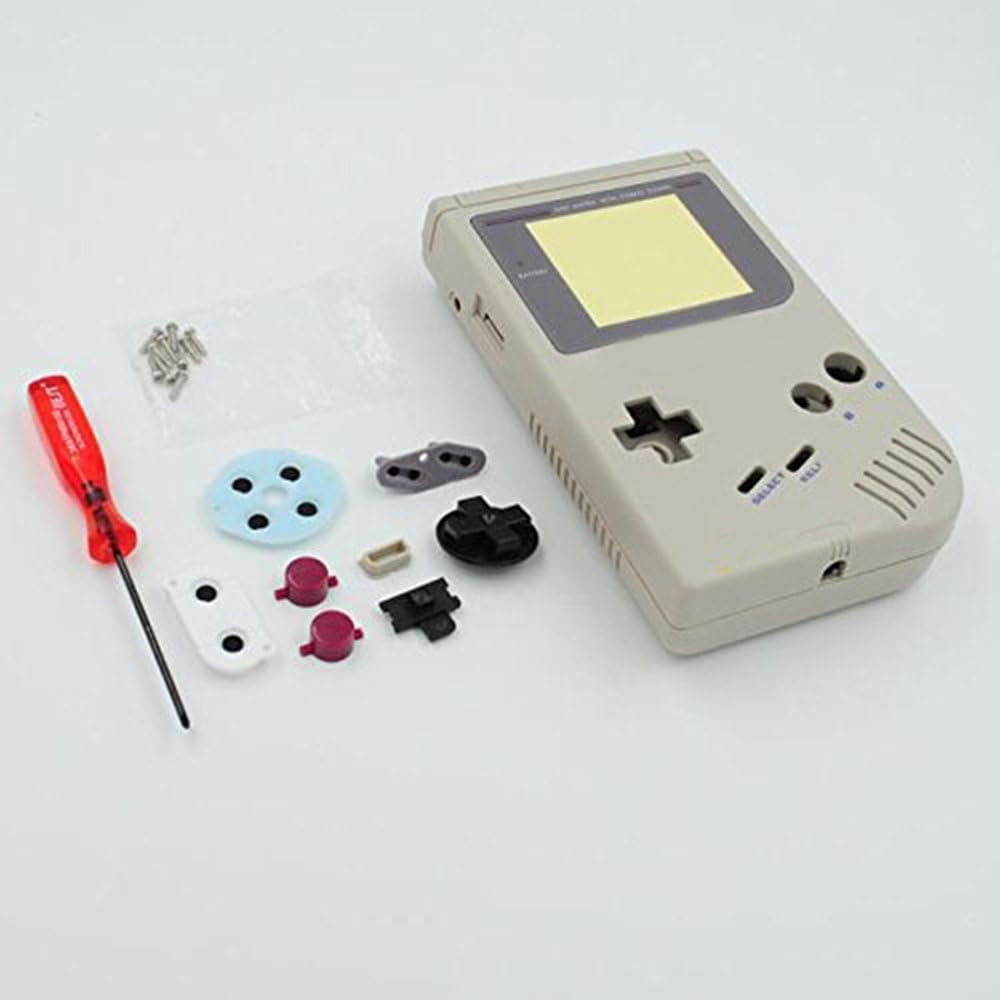 Ambertown Gameboy Classic replacement full housing shell gray front view retro repair kit