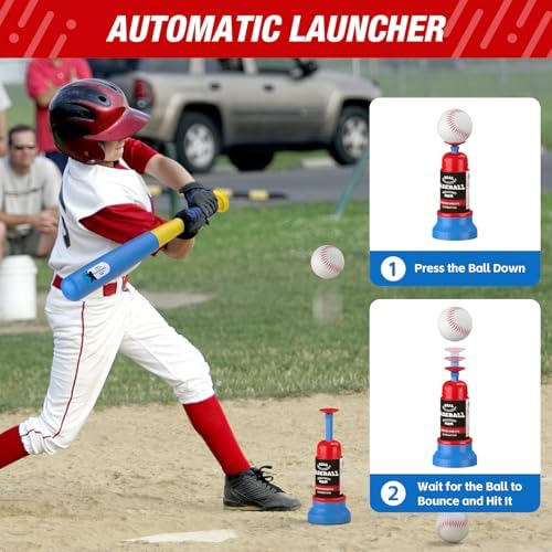 Child using Qdragon 4 in 1 Tball set in a backyard