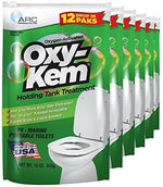 Close up of Oxy-Kem water soluble treatment pod for RV tanks