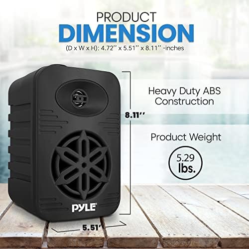 Pyle waterproof patio speakers pair fitted with the included adjustable mounting brackets.