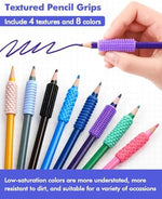Lesong silicone fidget grips installed on standard number two wooden pencils for writing comfort