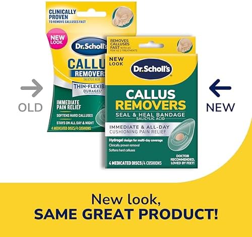 Close up of Dr. Scholl's medicated callus removal discs for hard skin.