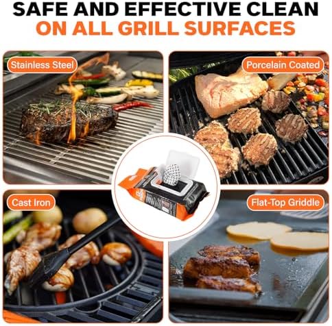 Heavy duty outdoor barbecue grease and grime remover disposable wipes.