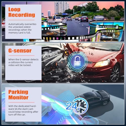 AMprime 9.66 inch mirror dash cam night vision feature