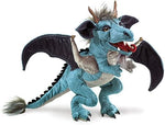 Folkmanis Sky Dragon puppet with mouth open during interactive play demonstration.