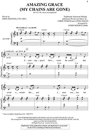 Shawnee Press Amazing Grace (My Chains Are Gone) SATB arranged by James Koerts - Image 3