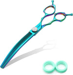 Professional Curved Thinning Shears Dog Grooming Scissors 7.5'' Rainbow Curved Thinner Scissors for Grooming Large Dogs Pet 56 Teeth Japan 440C(Curved Thinner,Rose Red) - Image 10