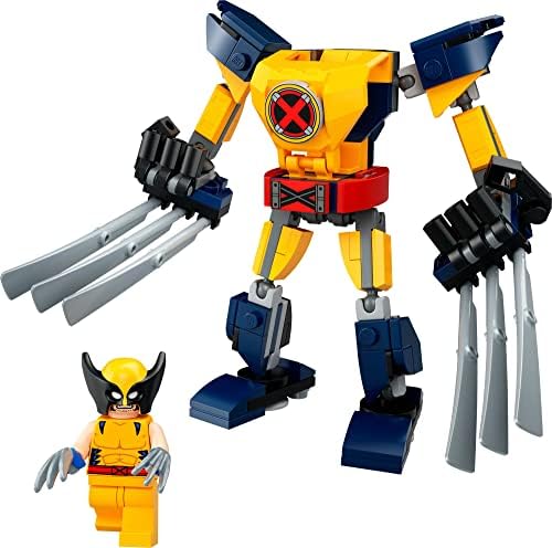 LEGO 76202 Wolverine action figure mech suit with extended claws on display