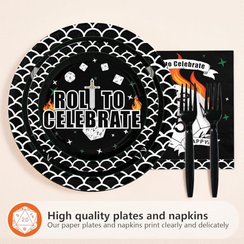 Greencian themed paper plates and napkins for gaming party