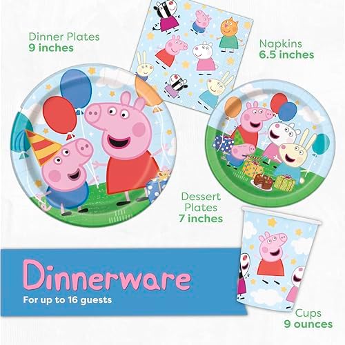 Authentic USA imported Peppa Pig party kit layout
