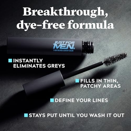 Just For Men temporary brow and beard color cream tube highlighting the thirty applications feature