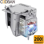 COOBAN replacement projector lamp with protective metal mounting housing structure for easy installation.