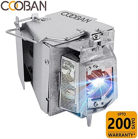 COOBAN replacement projector lamp with protective metal mounting housing structure for easy installation.