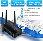 Zelikovitz dual band WiFi extender connected to wall outlet