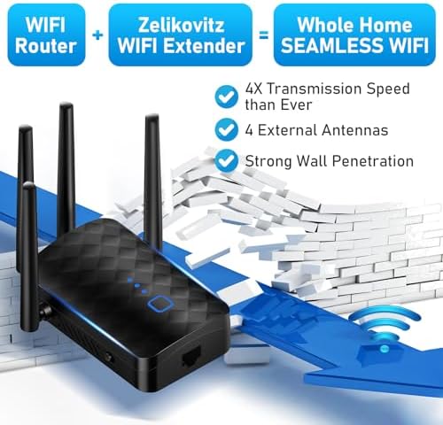 Zelikovitz dual band WiFi extender connected to wall outlet