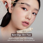 Close-up of the ETUDE strong brow fixer slim triangular brush applicator wand.