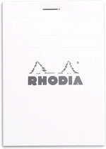 Rhodia black notepad angled perspective showing top staple binding