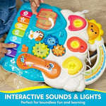 Toddler pushing the imported SYNCFUN baby walker to practice first steps.