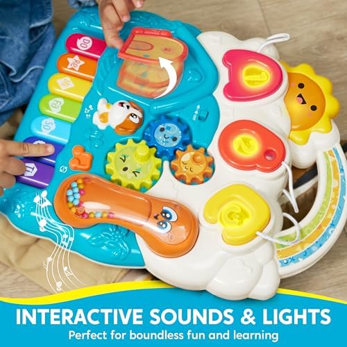 Toddler pushing the imported SYNCFUN baby walker to practice first steps.