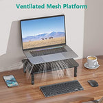 WALI desktop organizer stand showing a flat screen monitor on top and a keyboard stored underneath.