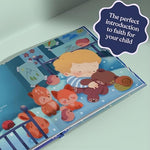 Luna Studios customized baby prayer book showcasing the integrated name feature inside the gentle faith story.